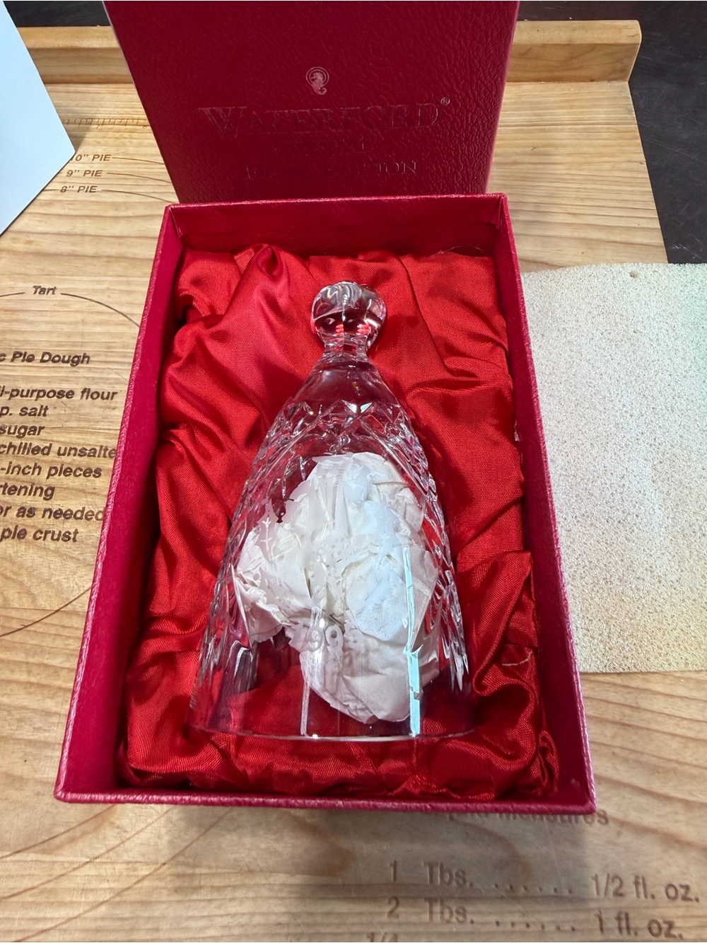 Waterford Crystal Clear Cut Bell with Red Presentation Box Lining